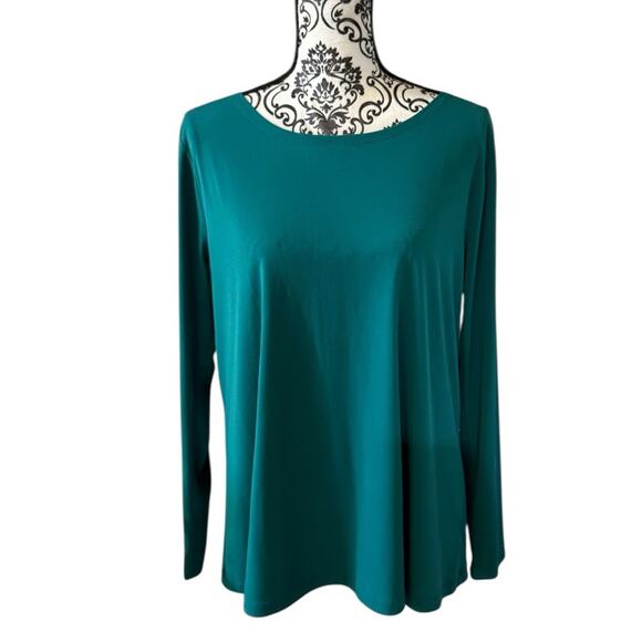 Lane Bryant Green Blue Long Sleeve v-back Relaxed Blouse xl (14/16) - Picture 1 of 10